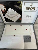Набор полотенец EFOR из 3-х предметов (30*50-1шт;50*90-1шт;70*140-1шт) сердце кремовый (красный) 