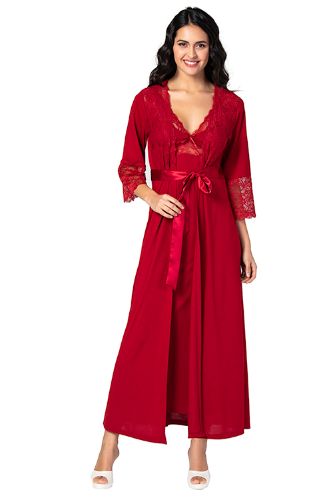UM201093045 Комплект женской одежды U&ME Lace Dantell из 6 предметов бордовый