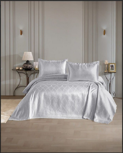 Покрывало EFOR Pique Bedspread SERENA (240*260) с наволочками серый GRI