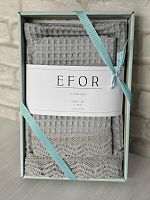 Набор вафельных полотенец EFOR из 2-х предметов (50*90 и 70*140) WAFFLE серый GRI коробка гипюр