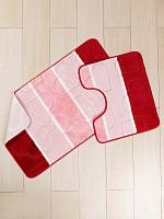 Набор ковриков 2-х пр. для ванны туалета в ассортименте (60*50/60*100) HEART красно-розовый