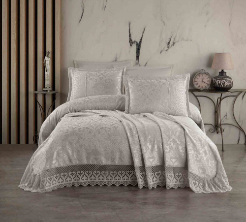 Покрывало EFOR Pique Bedspread MERYEM (240*260) с наволочками серый GRI