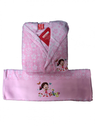 Халат+полотенце детские OZDILEK NILOYA HEART 1-2 розовый фото 4