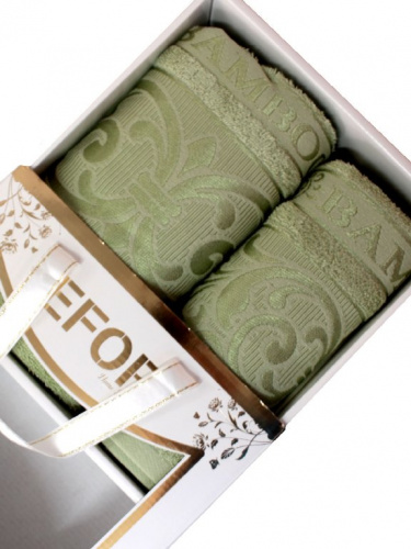 Набор полотенец EFOR BAMBOO TAC из 2х пр. (50*90,70*140) 100% бамбук (зеленый) фото 2