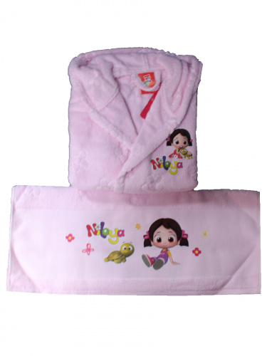 Халат+полотенце детские OZDILEK NILOYA HEART 7-8 розовый фото 3