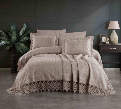 Покрывало EFOR Pique Bedspread NEVA (240*260) с наволочками темно-кремовый TAS