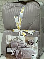 КПБ EFOR SATIN A.GRI семейный с одеялом светло-серый