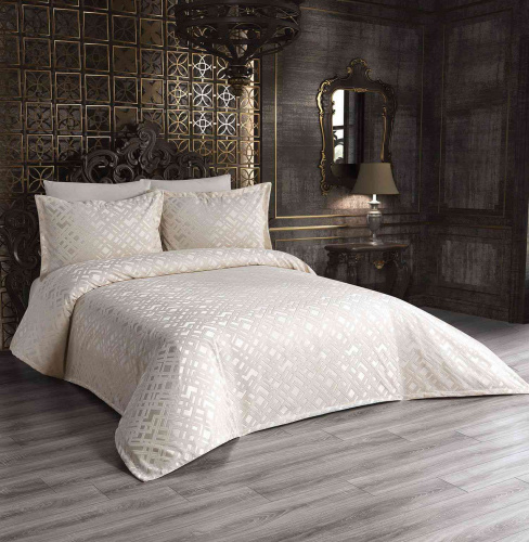 Покрывало EFOR Pique Bedspread SEZEN (240*260) с наволочками кремовый KREM