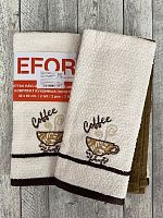Набор кухонных салфеток EFOR (6шт 40*60) однотон/рисунок кофе махра