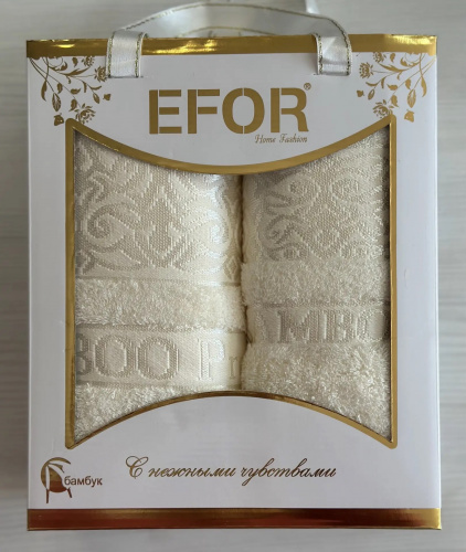 Набор полотенец EFOR PREMIUM  (2 шт) бамбук (50*90/70*140) кремовый