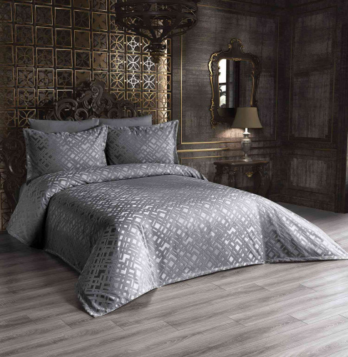 Покрывало EFOR Pique Bedspread SEZEN (240*260) с наволочками серый GRI