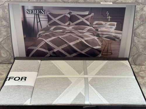 Покрывало EFOR Pique Bedspread SEREN (240*260) с наволочками серый GRI